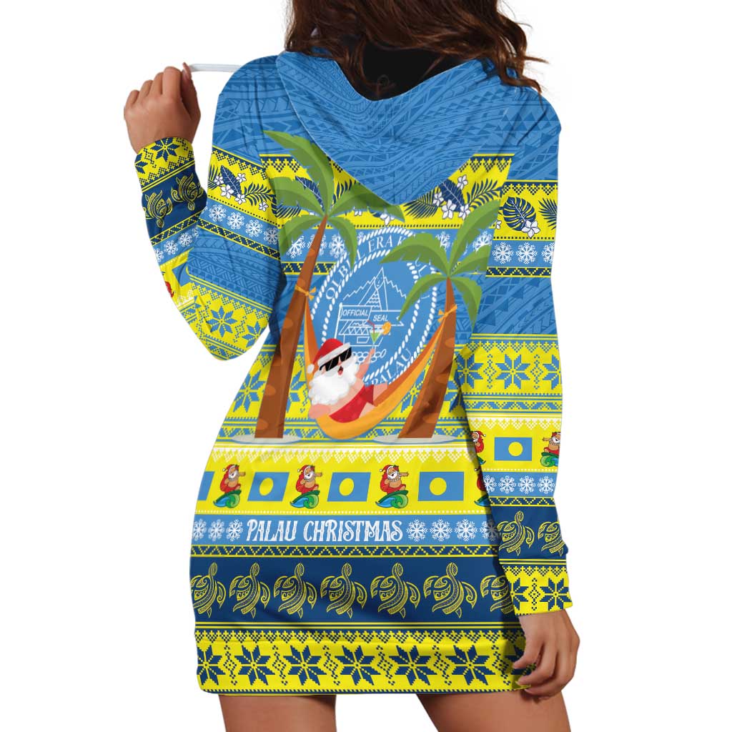 Palau Christmas Hoodie Dress Chilling Santa Ungil Kurismas LT14 - Polynesian Pride