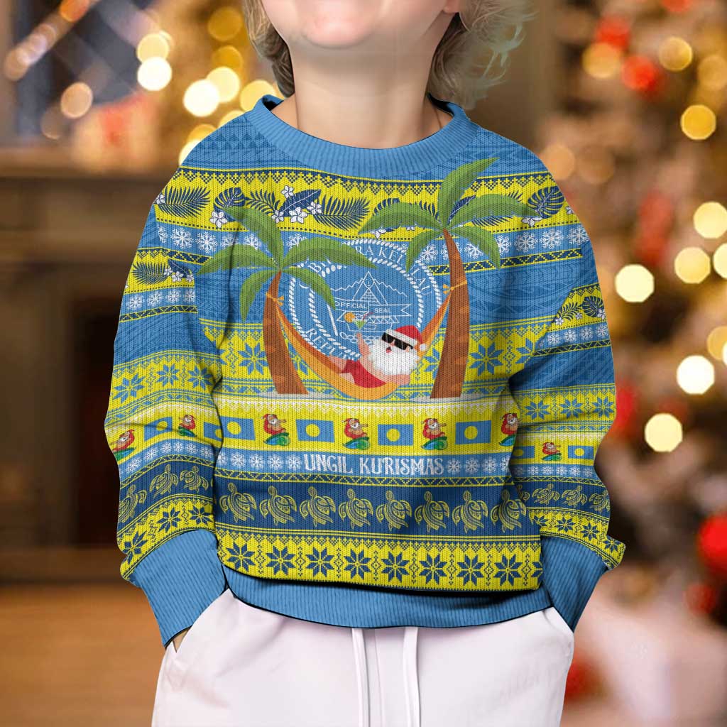 Palau Christmas Kid Ugly Christmas Sweater Chilling Santa Ungil Kurismas - Polynesian Pride