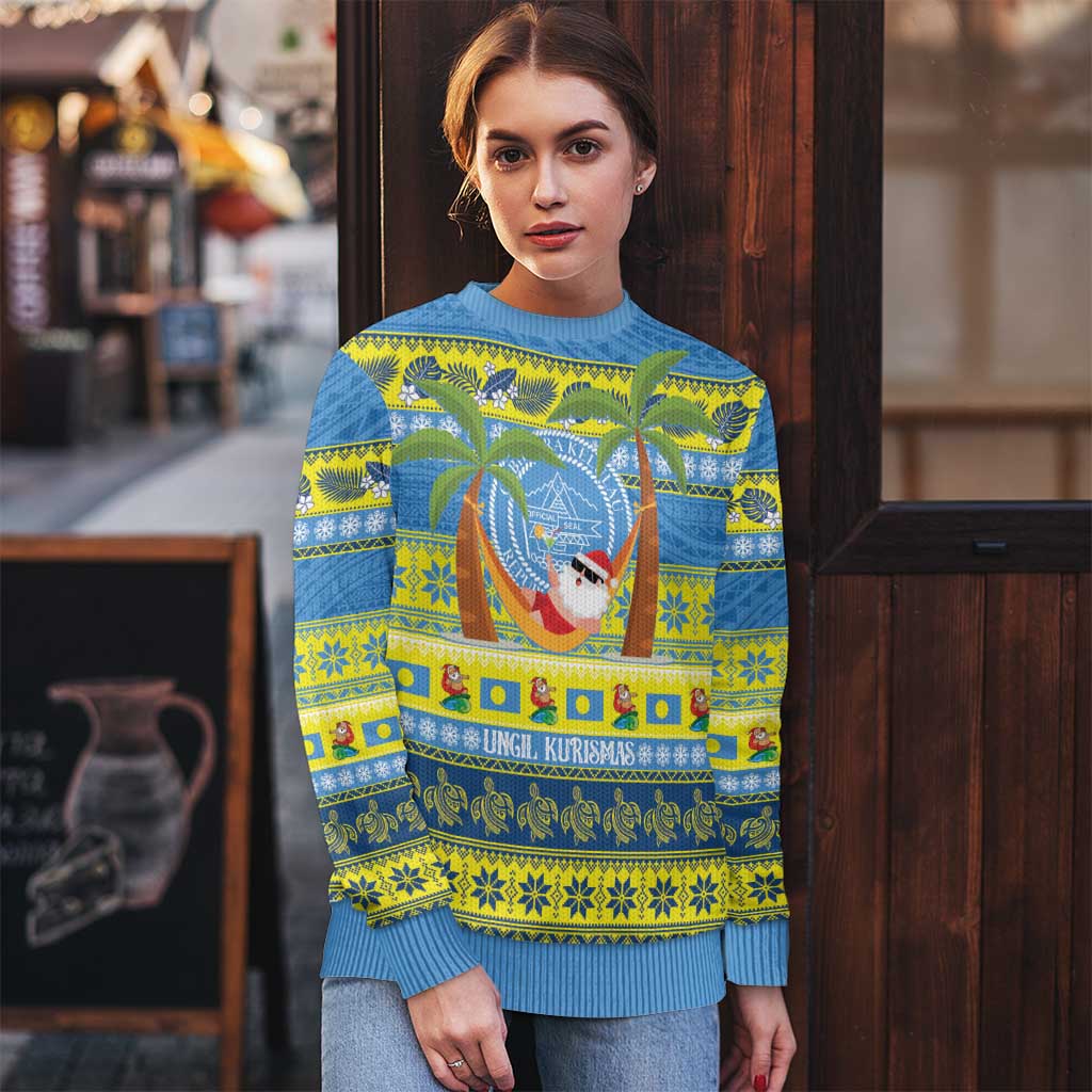 Palau Christmas Ugly Christmas Sweater Chilling Santa Ungil Kurismas - Polynesian Pride
