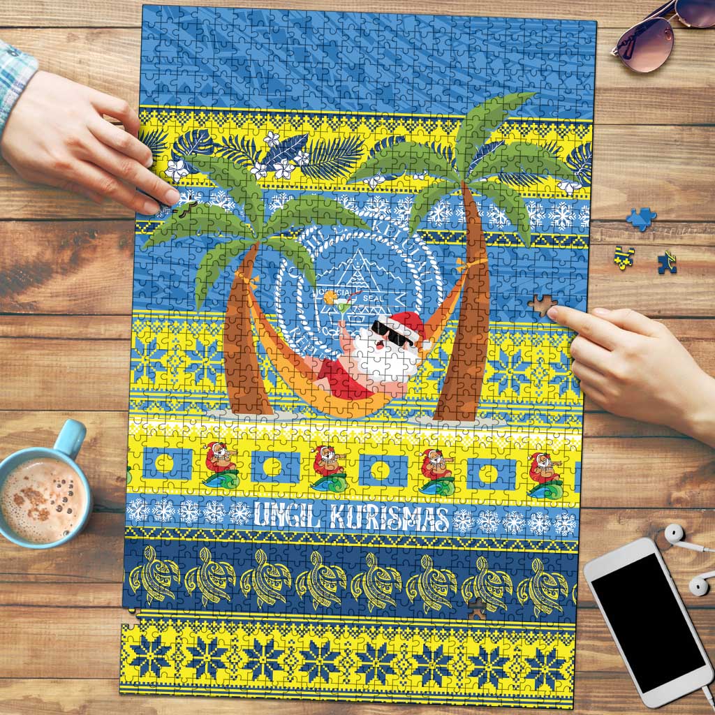 Palau Christmas Puzzle Chilling Santa Ungil Kurismas LT14 Yellow - Polynesian Pride