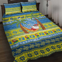 Palau Christmas Quilt Bed Set Chilling Santa Ungil Kurismas LT14 Yellow - Polynesian Pride
