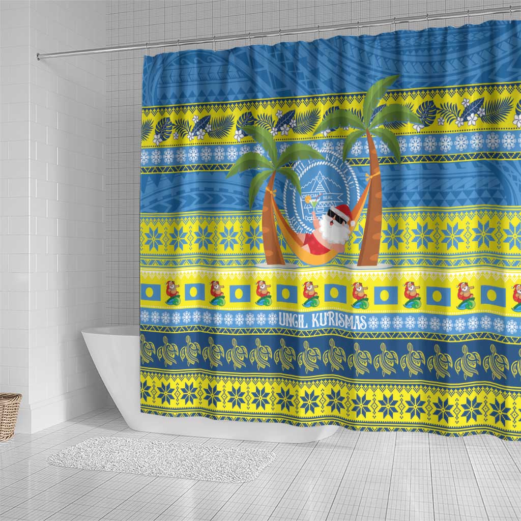 Palau Christmas Shower Curtain Chilling Santa Ungil Kurismas LT14 - Polynesian Pride