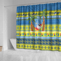 Palau Christmas Shower Curtain Chilling Santa Ungil Kurismas LT14 - Polynesian Pride