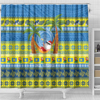 Palau Christmas Shower Curtain Chilling Santa Ungil Kurismas LT14 - Polynesian Pride
