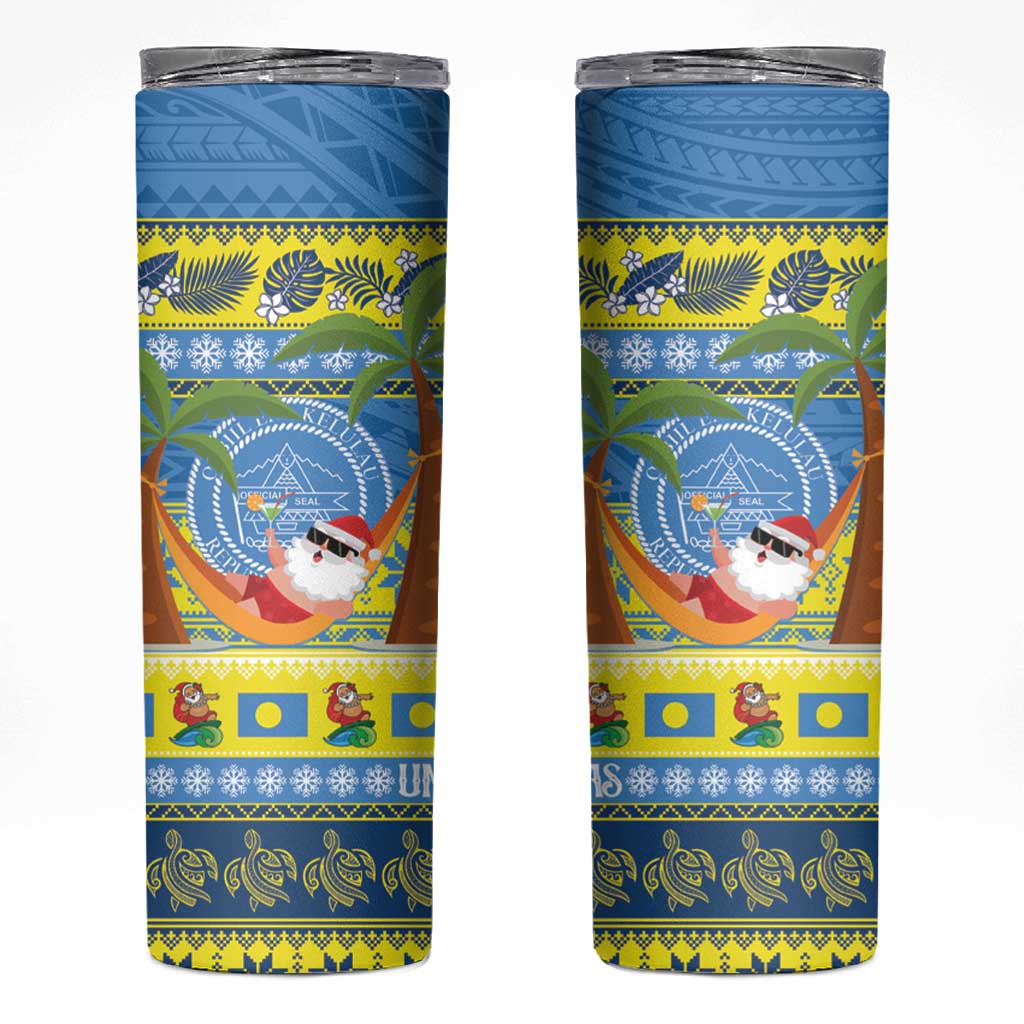 Palau Christmas Skinny Tumbler Chilling Santa Ungil Kurismas - Polynesian Pride