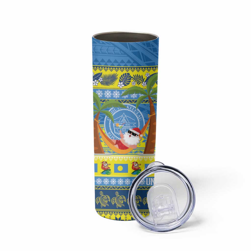 Palau Christmas Skinny Tumbler Chilling Santa Ungil Kurismas - Polynesian Pride