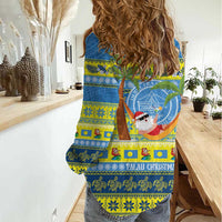 Palau Christmas Women Casual Shirt Chilling Santa Ungil Kurismas LT14 - Polynesian Pride