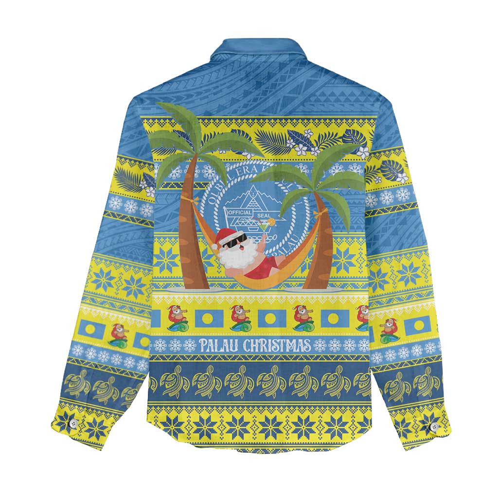 Palau Christmas Women Casual Shirt Chilling Santa Ungil Kurismas LT14 - Polynesian Pride