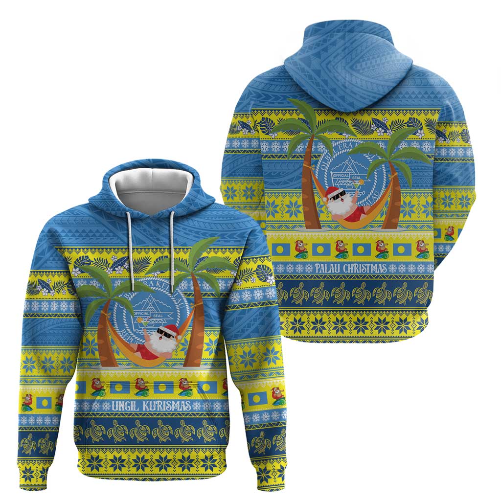 Palau Christmas Zip Hoodie Chilling Santa Ungil Kurismas - Polynesian Pride