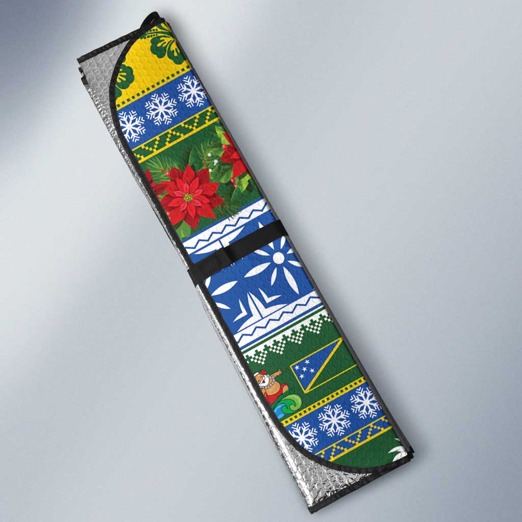 Solomon Islands Christmas Auto Sun Shade The Solomons Melanesian Meri Krismas - Polynesian Pride