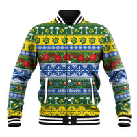 Solomon Islands Christmas Baseball Jacket The Solomons Melanesian Meri Krismas LT14 Unisex Green - Polynesian Pride