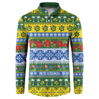Solomon Islands Christmas Button Sweatshirt The Solomons Melanesian Meri Krismas LT14 Green - Polynesian Pride