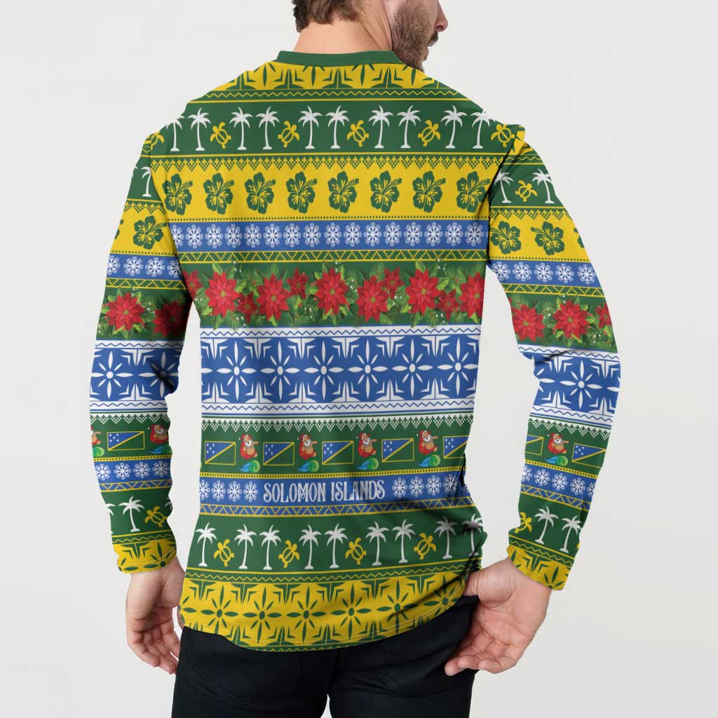Solomon Islands Christmas Button Sweatshirt The Solomons Melanesian Meri Krismas LT14 - Polynesian Pride