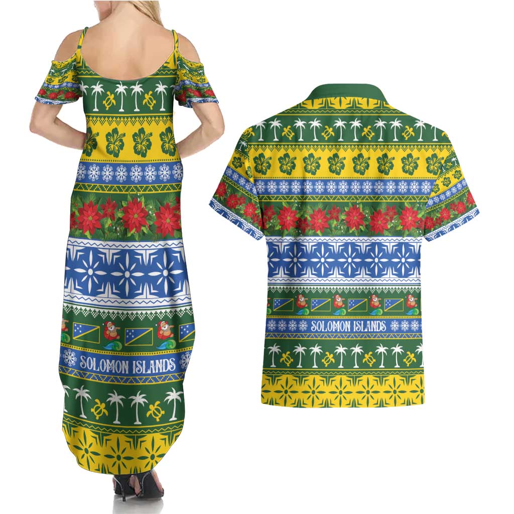 Solomon Islands Christmas Couples Matching Summer Maxi Dress and Hawaiian Shirt The Solomons Melanesian Meri Krismas - Polynesian Pride