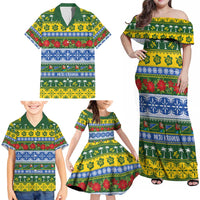 Solomon Islands Christmas Family Matching Off Shoulder Maxi Dress and Hawaiian Shirt The Solomons Melanesian Meri Krismas - Polynesian Pride