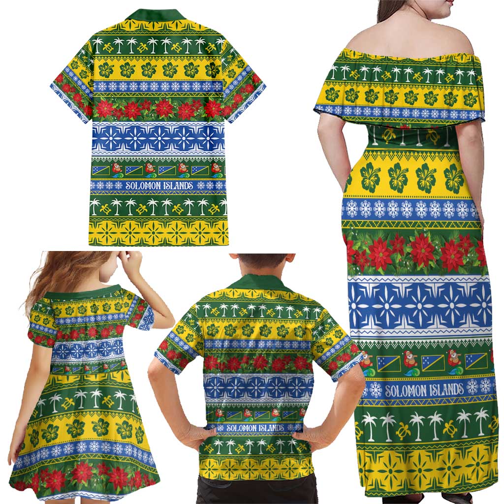 Solomon Islands Christmas Family Matching Off Shoulder Maxi Dress and Hawaiian Shirt The Solomons Melanesian Meri Krismas - Polynesian Pride