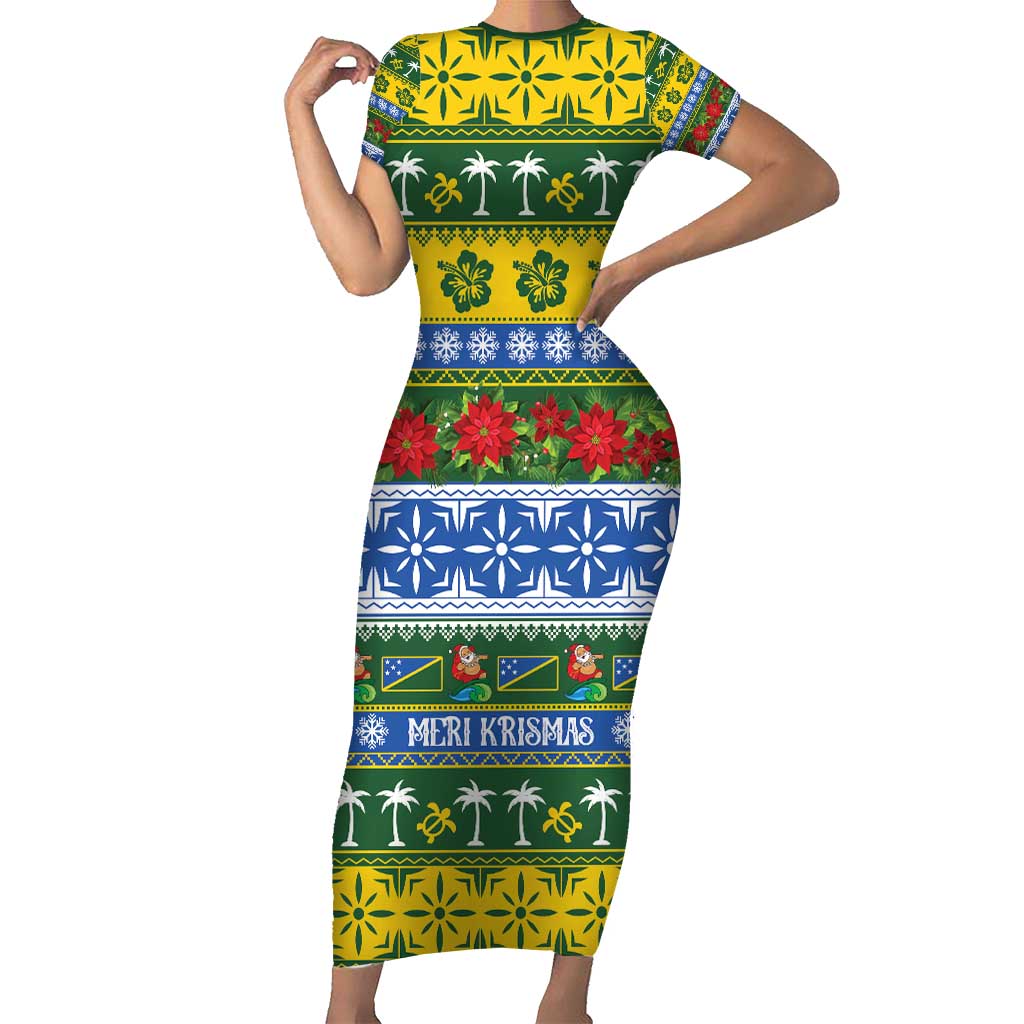 Solomon Islands Christmas Family Matching Short Sleeve Bodycon Dress and Hawaiian Shirt The Solomons Melanesian Meri Krismas - Polynesian Pride
