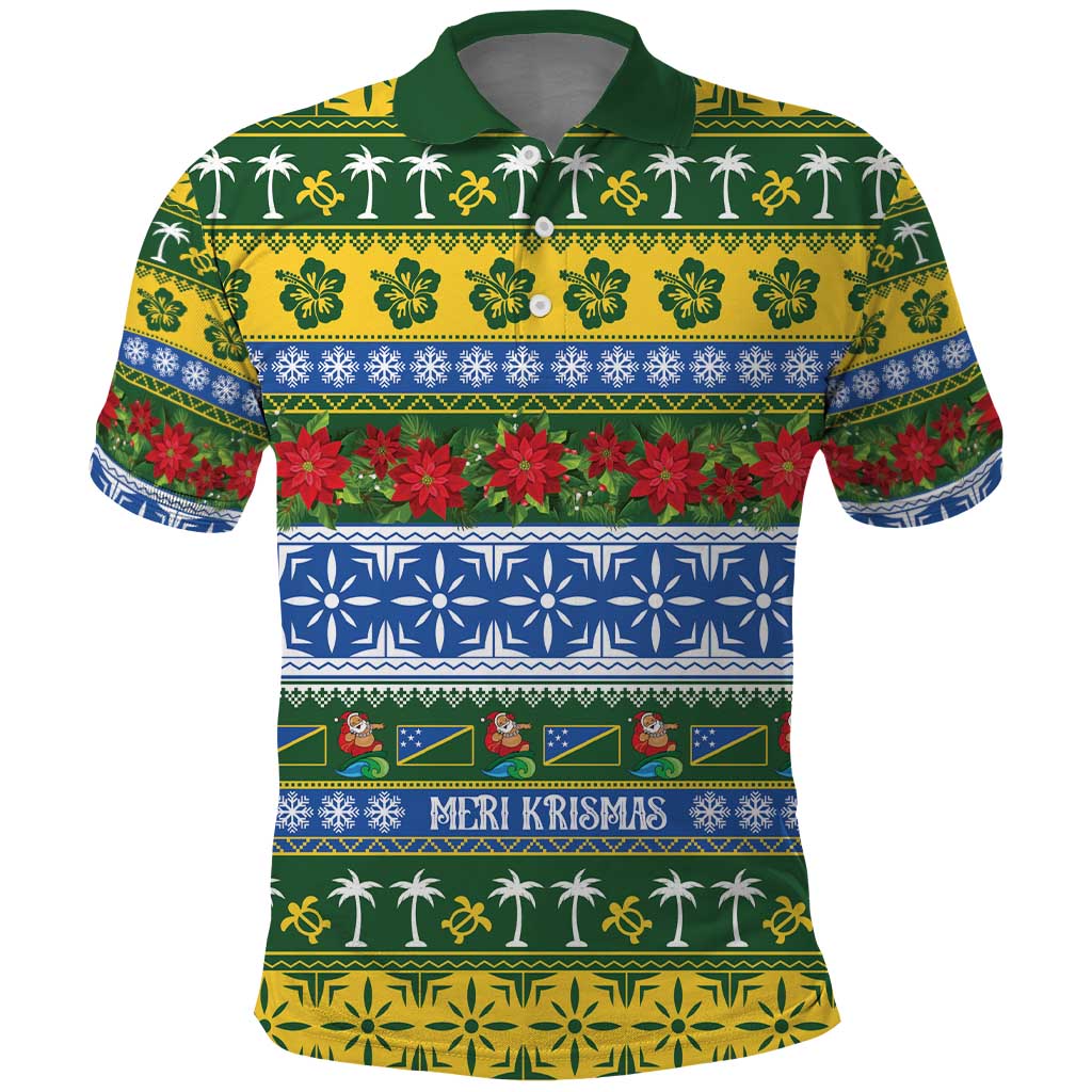 Solomon Islands Christmas Polo Shirt The Solomons Melanesian Meri Krismas - Polynesian Pride