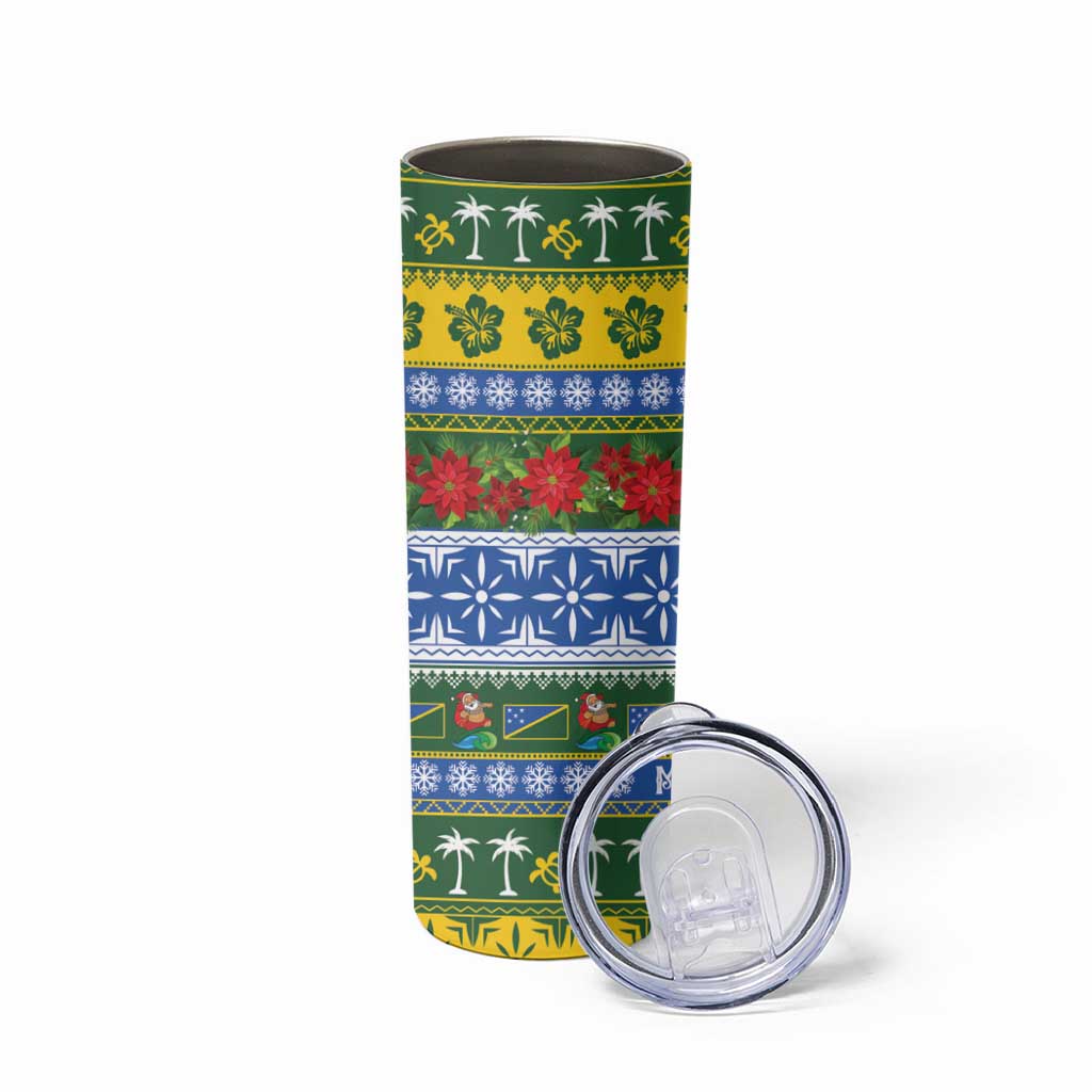 Solomon Islands Christmas Skinny Tumbler The Solomons Melanesian Meri Krismas - Polynesian Pride