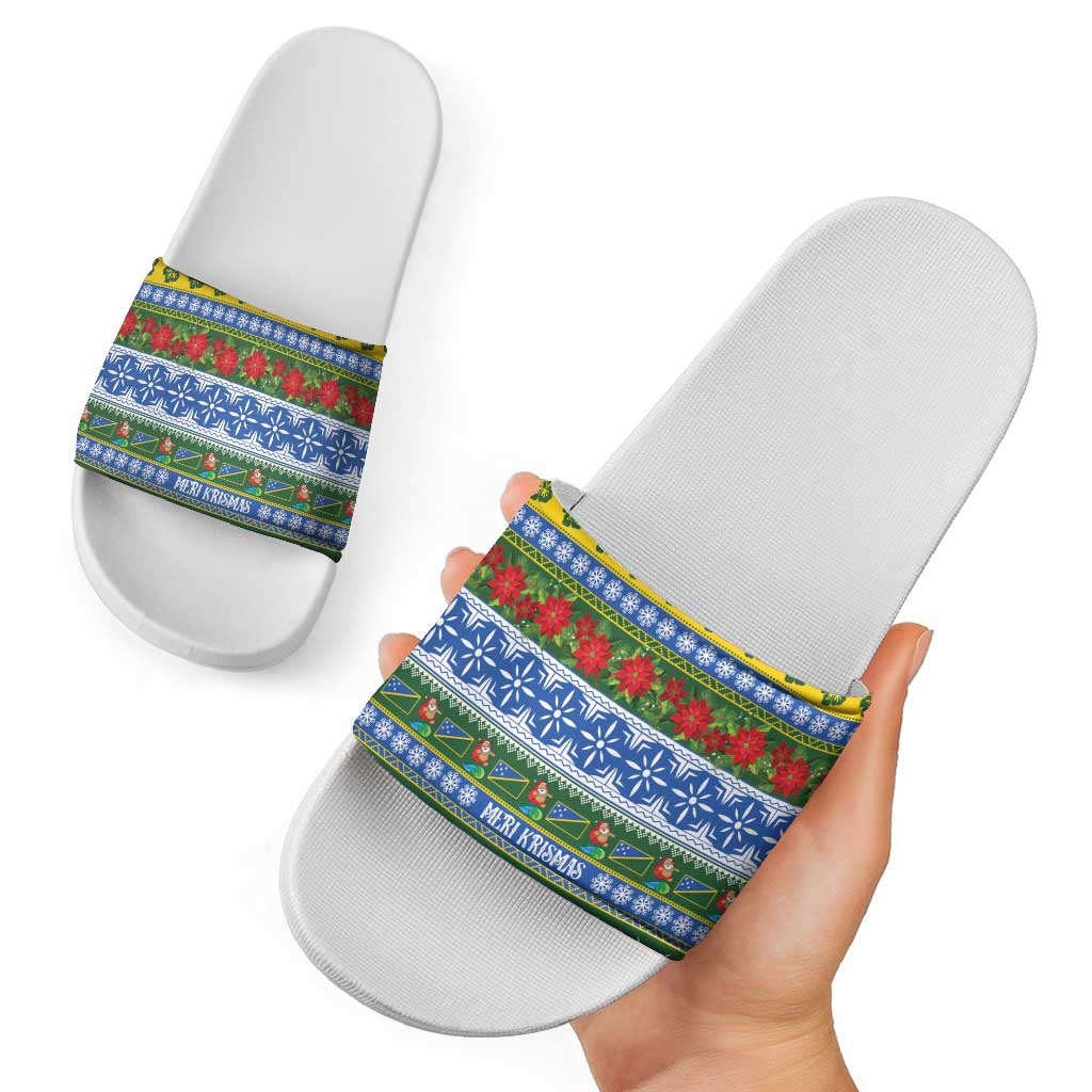 Solomon Islands Christmas Slide Sandals The Solomons Melanesian Meri Krismas - Polynesian Pride