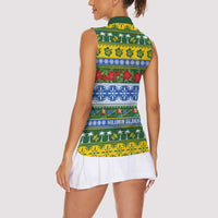 Solomon Islands Christmas Women Sleeveless Polo Shirt The Solomons Melanesian Meri Krismas LT14 - Polynesian Pride