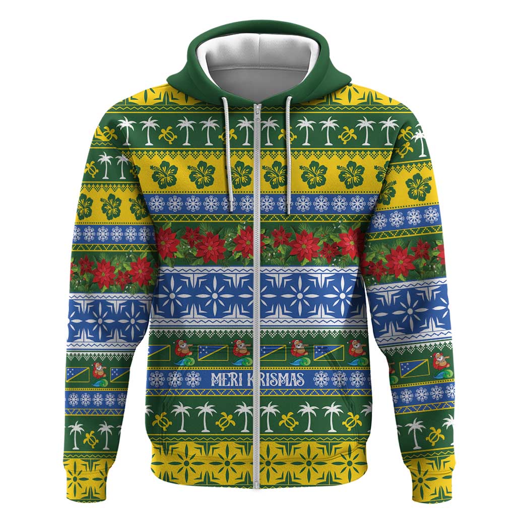 Solomon Islands Christmas Zip Hoodie The Solomons Melanesian Meri Krismas - Polynesian Pride