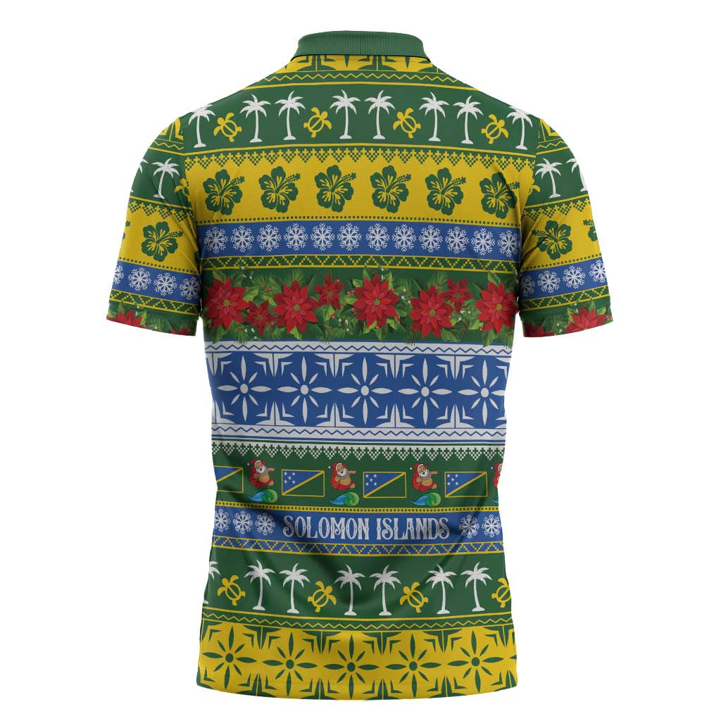 Solomon Islands Christmas Zipper Polo Shirt The Solomons Melanesian Meri Krismas LT14 - Polynesian Pride