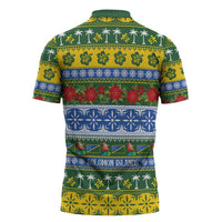 Solomon Islands Christmas Zipper Polo Shirt The Solomons Melanesian Meri Krismas LT14 - Polynesian Pride