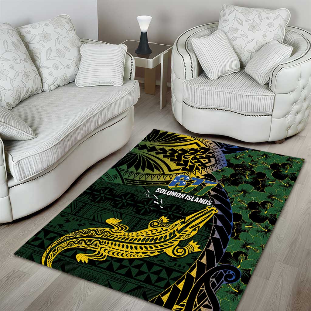 Solomon Islands Area Rug 677 Proud Crocodile Melanesian Pattern - Polynesian Pride