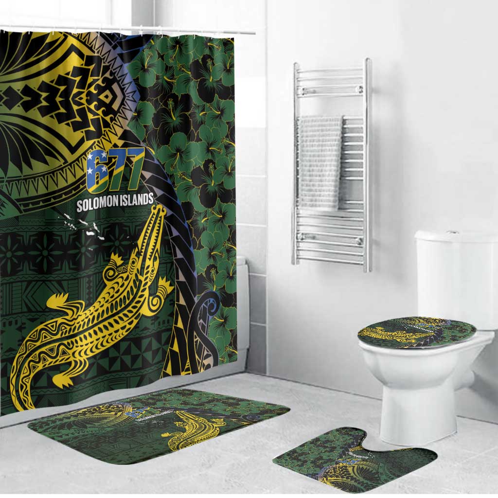 Solomon Islands Bathroom Set 677 Proud Crocodile Melanesian Pattern - Polynesian Pride