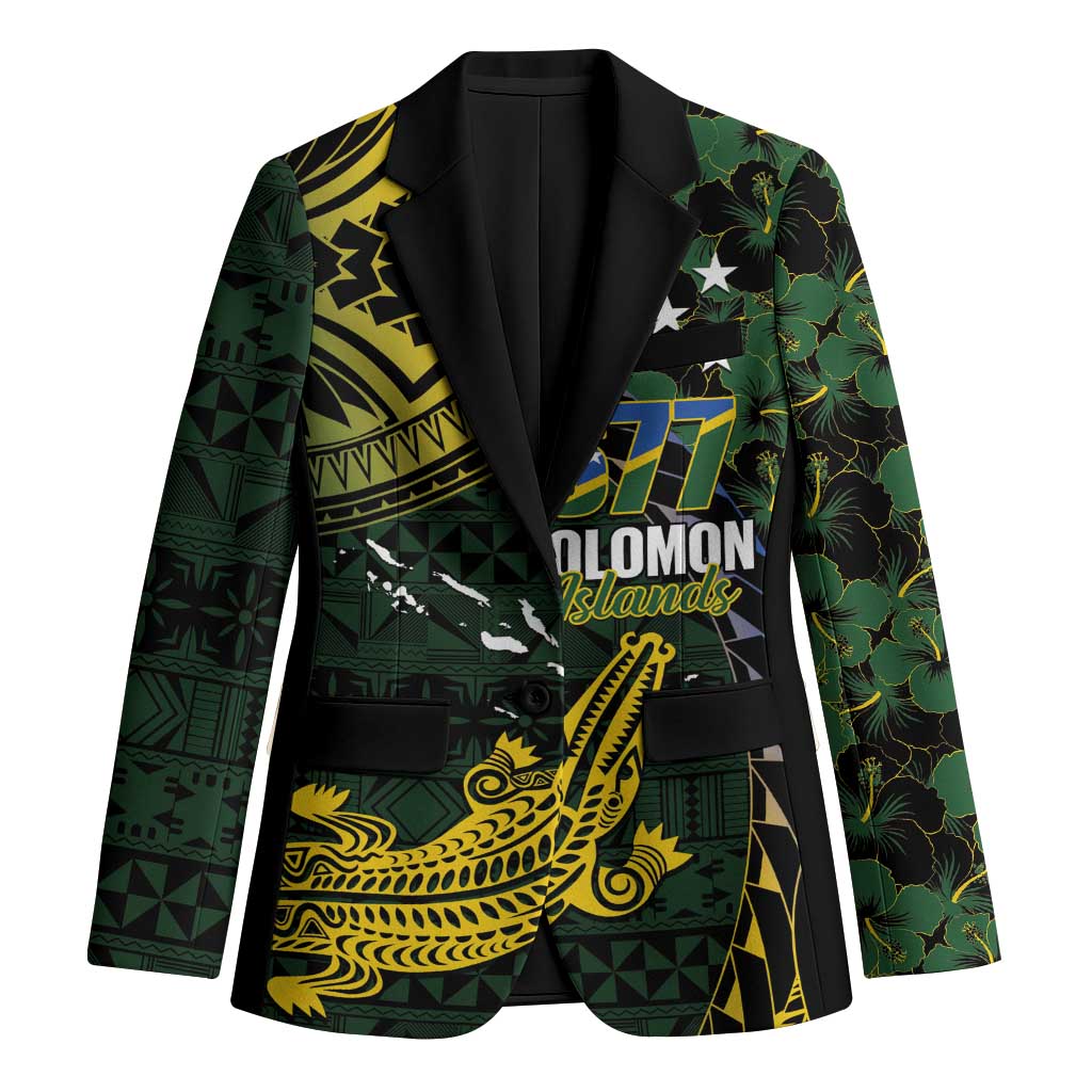 Solomon Islands Blazer 677 Proud Crocodile Melanesian Pattern LT14 Unisex Black - Polynesian Pride