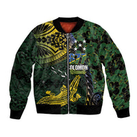 Solomon Islands Bomber Jacket 677 Proud Crocodile Melanesian Pattern LT14 Unisex Black - Polynesian Pride