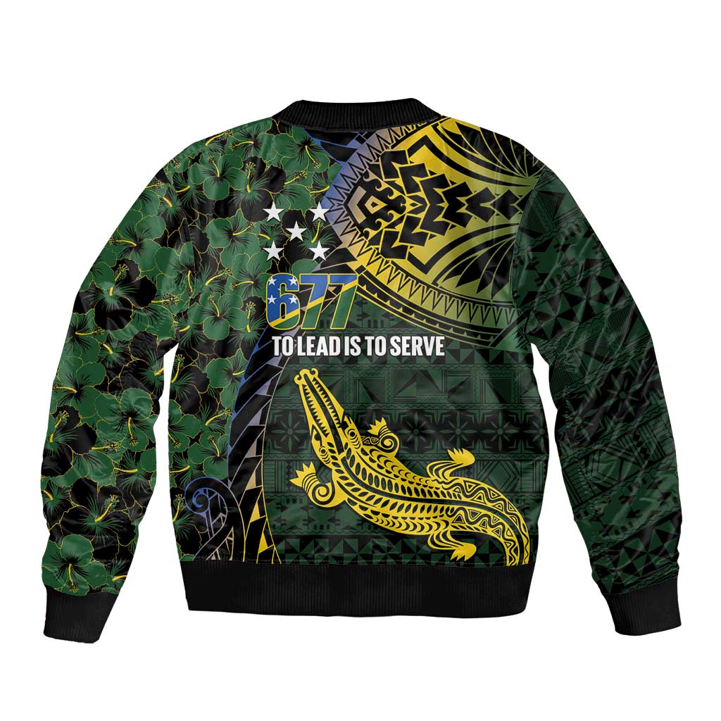 Solomon Islands Bomber Jacket 677 Proud Crocodile Melanesian Pattern LT14 - Polynesian Pride