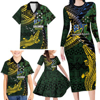 Solomon Islands Family Matching Long Sleeve Bodycon Dress and Hawaiian Shirt 677 Proud Crocodile Melanesian Pattern - Polynesian Pride