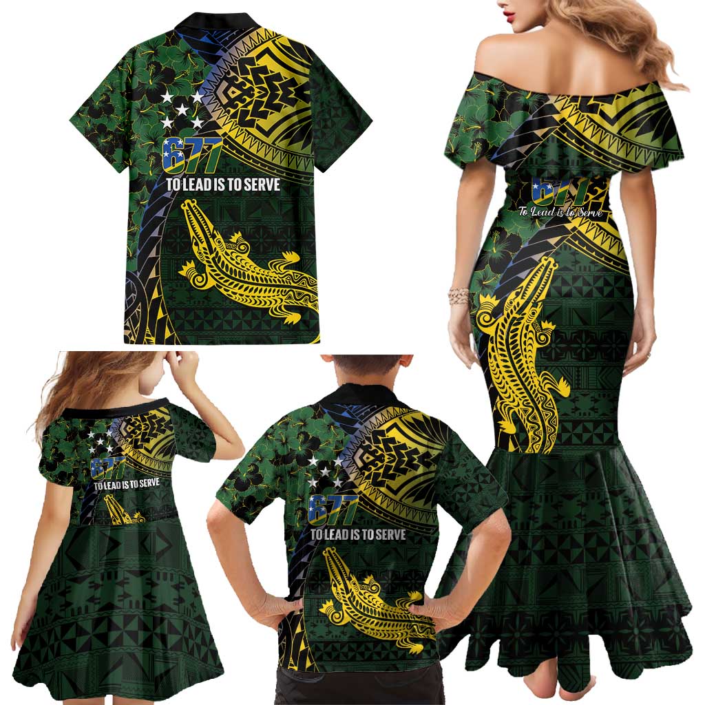 Solomon Islands Family Matching Mermaid Dress and Hawaiian Shirt 677 Proud Crocodile Melanesian Pattern - Polynesian Pride