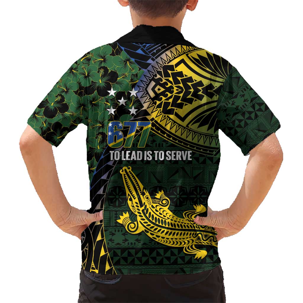 Solomon Islands Family Matching Short Sleeve Bodycon Dress and Hawaiian Shirt 677 Proud Crocodile Melanesian Pattern - Polynesian Pride
