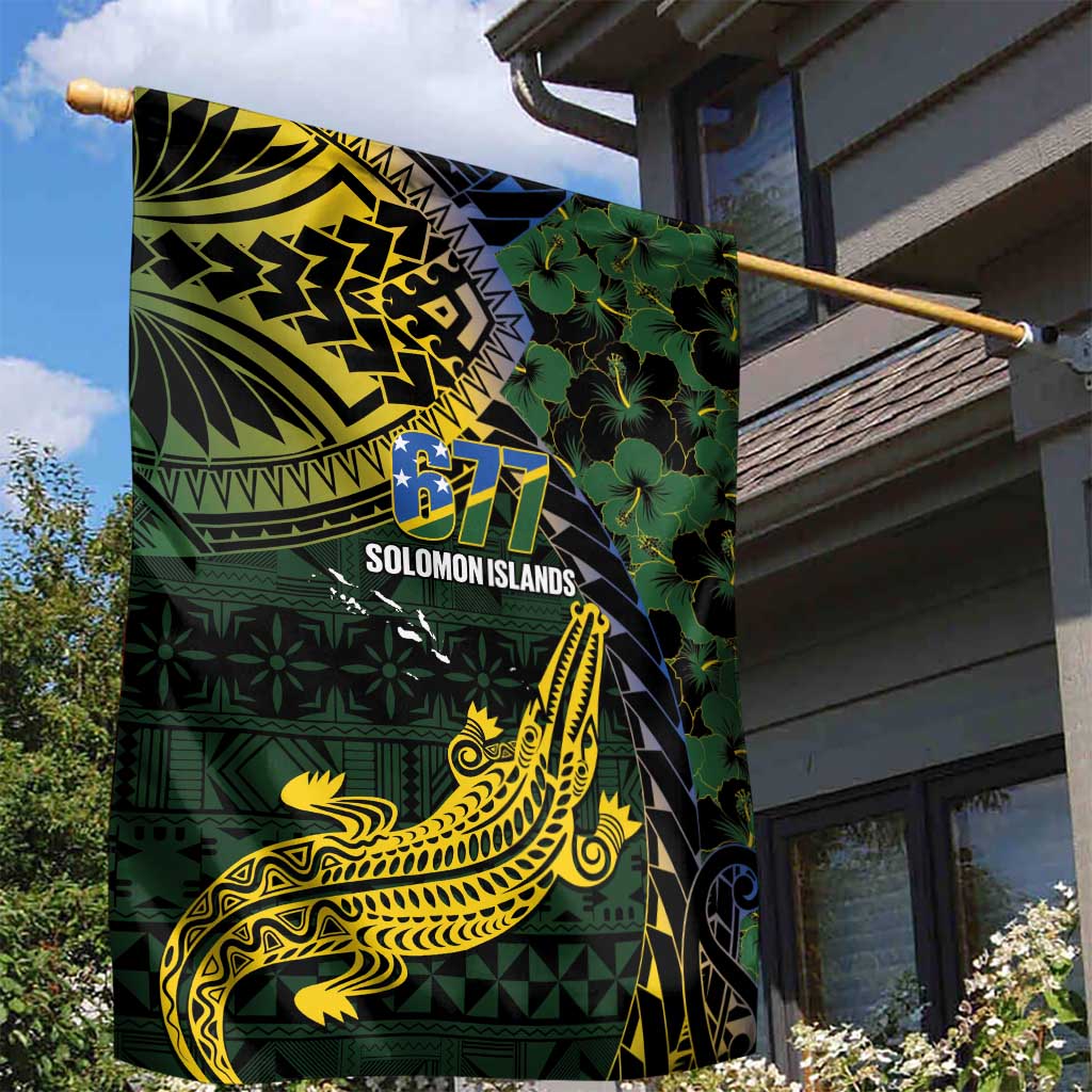 Solomon Islands Garden Flag 677 Proud Crocodile Melanesian Pattern - Polynesian Pride