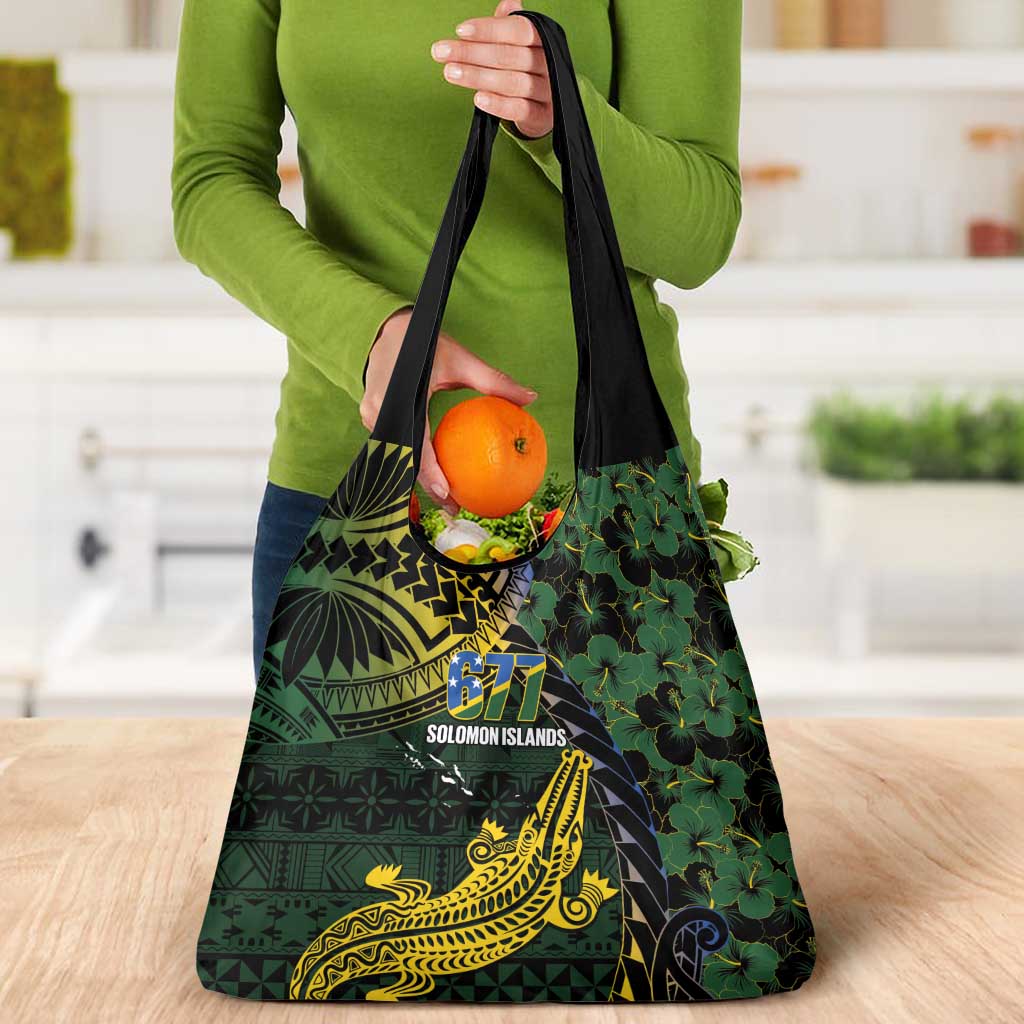 Solomon Islands Grocery Bag 677 Proud Crocodile Melanesian Pattern - Polynesian Pride