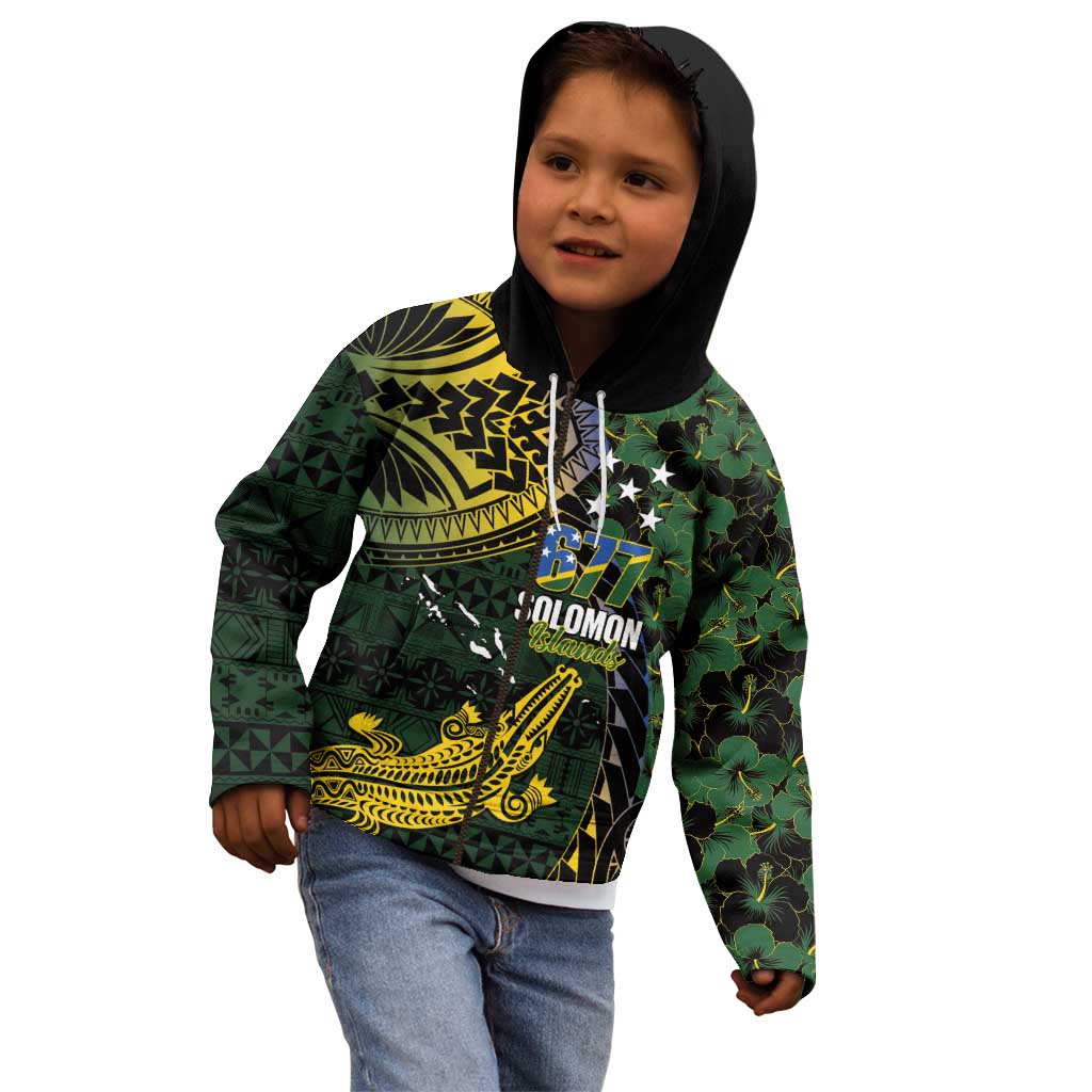 Solomon Islands Kid Hoodie 677 Proud Crocodile Melanesian Pattern - Polynesian Pride