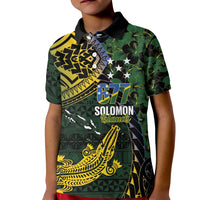 Solomon Islands Kid Polo Shirt 677 Proud Crocodile Melanesian Pattern LT14 Kid Black - Polynesian Pride