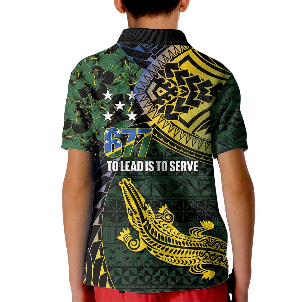 Solomon Islands Kid Polo Shirt 677 Proud Crocodile Melanesian Pattern LT14 - Polynesian Pride