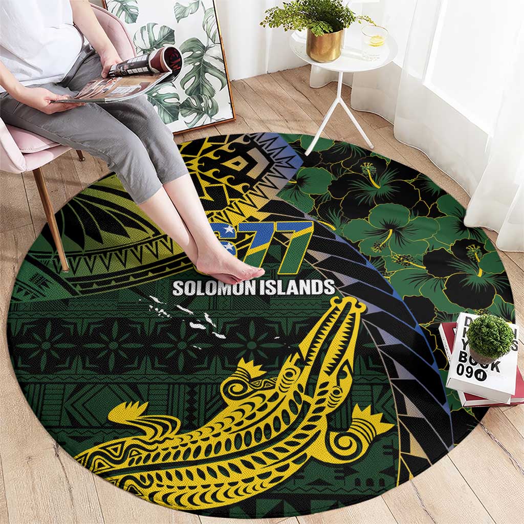 Solomon Islands Round Carpet 677 Proud Crocodile Melanesian Pattern LT14 - Polynesian Pride