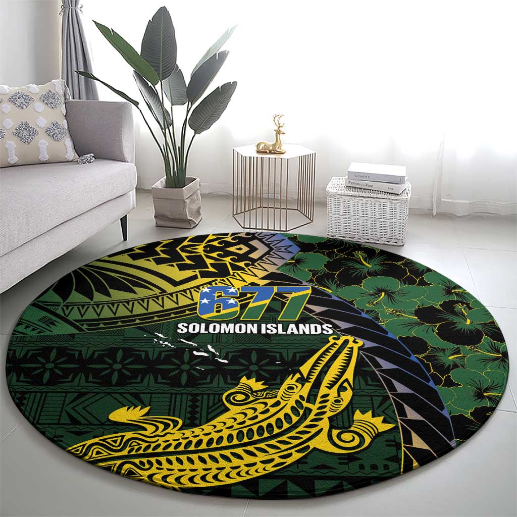 Solomon Islands Round Carpet 677 Proud Crocodile Melanesian Pattern LT14 - Polynesian Pride