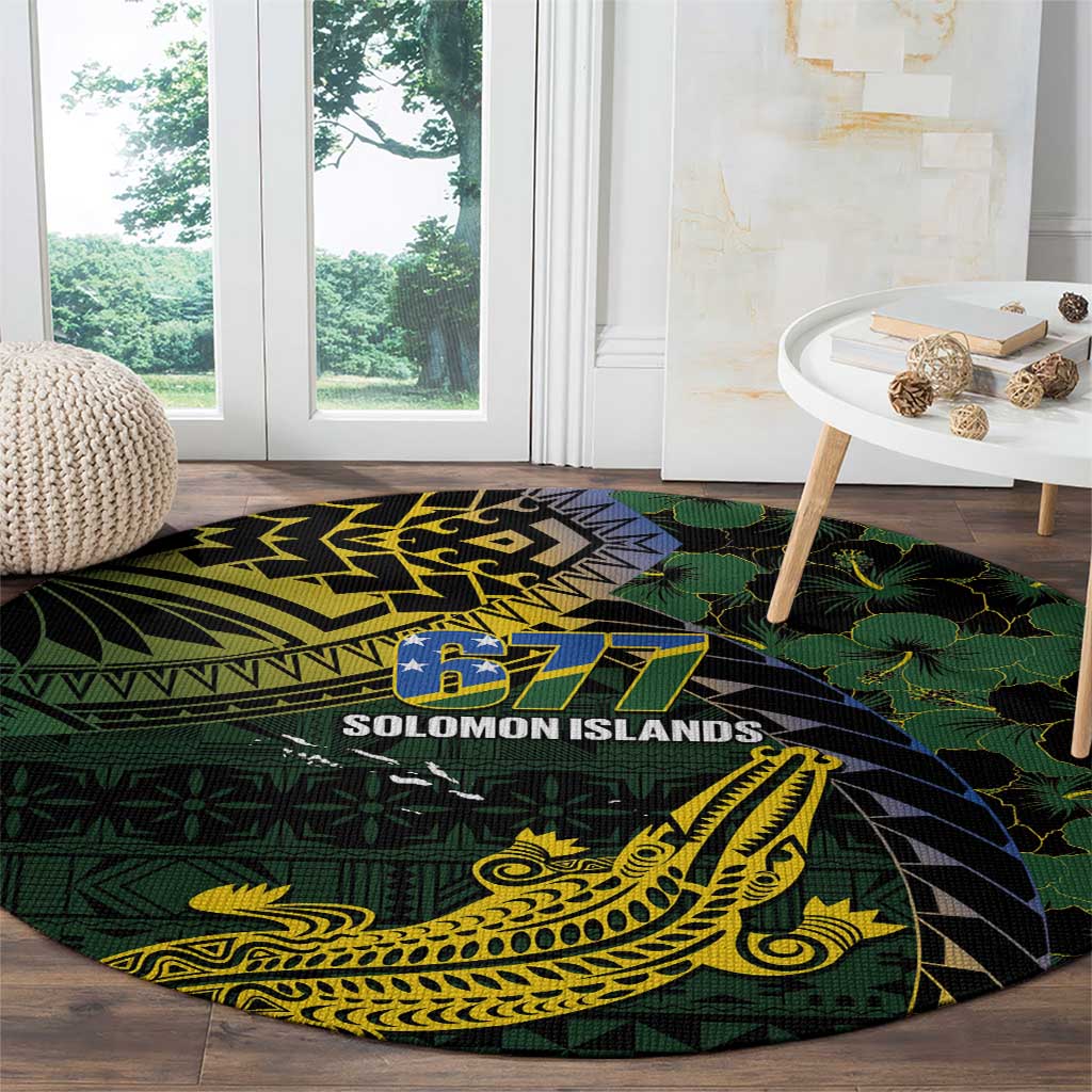 Solomon Islands Round Carpet 677 Proud Crocodile Melanesian Pattern LT14 - Polynesian Pride