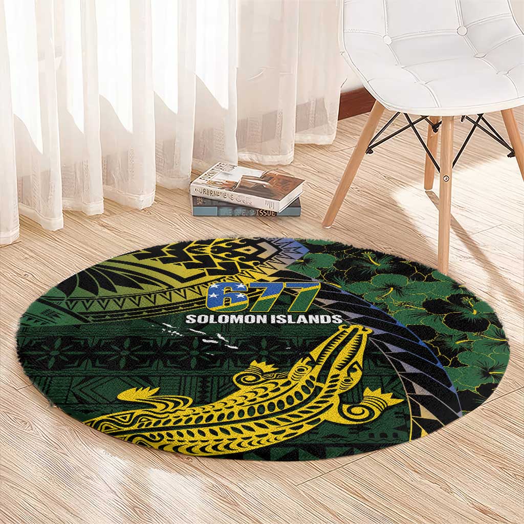 Solomon Islands Round Carpet 677 Proud Crocodile Melanesian Pattern LT14 - Polynesian Pride