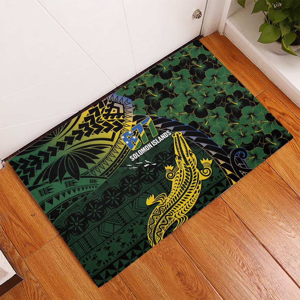 Solomon Islands Rubber Doormat 677 Proud Crocodile Melanesian Pattern LT14 - Polynesian Pride