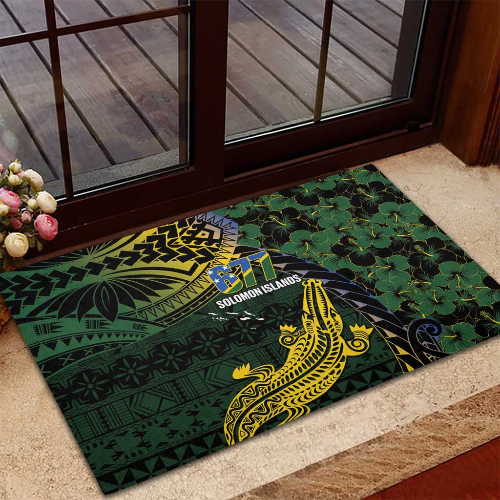Solomon Islands Rubber Doormat 677 Proud Crocodile Melanesian Pattern LT14 - Polynesian Pride