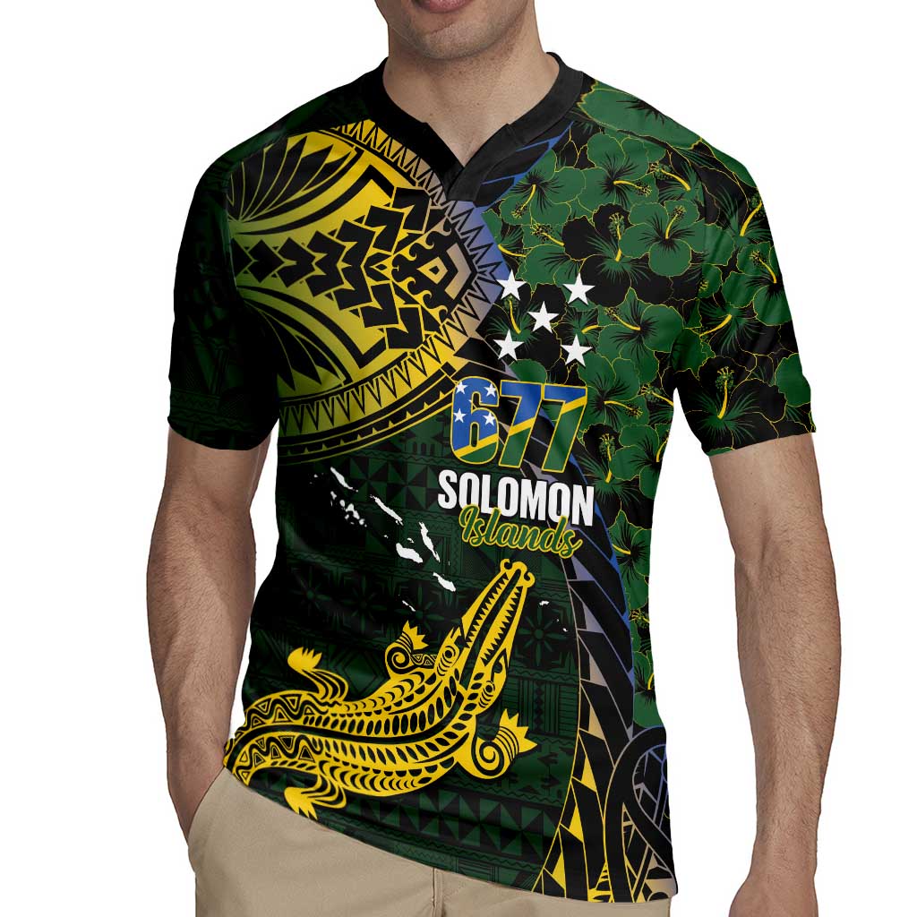 Solomon Islands Rugby Jersey 677 Proud Crocodile Melanesian Pattern - Polynesian Pride