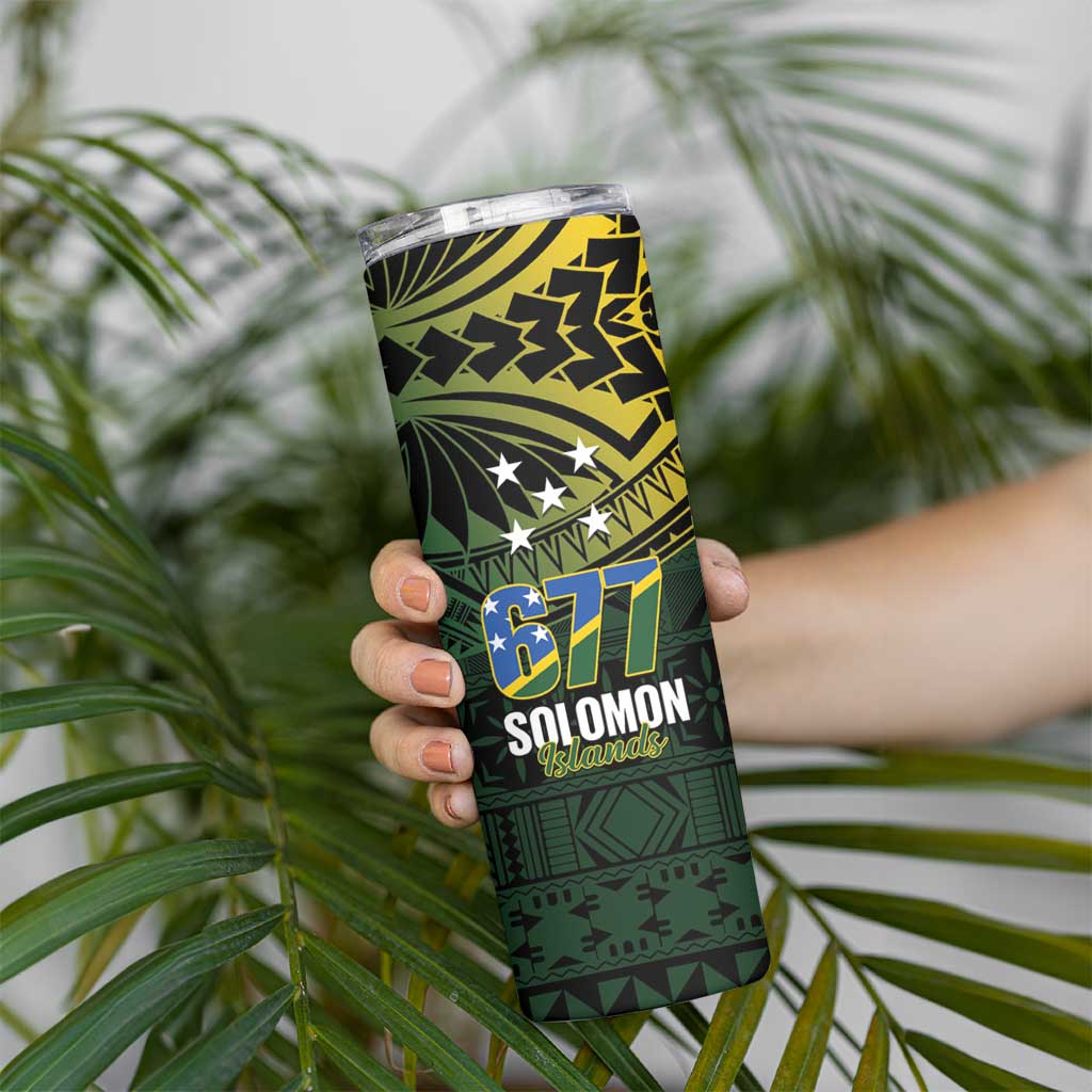 Solomon Islands Skinny Tumbler 677 Proud Crocodile Melanesian Pattern - Polynesian Pride