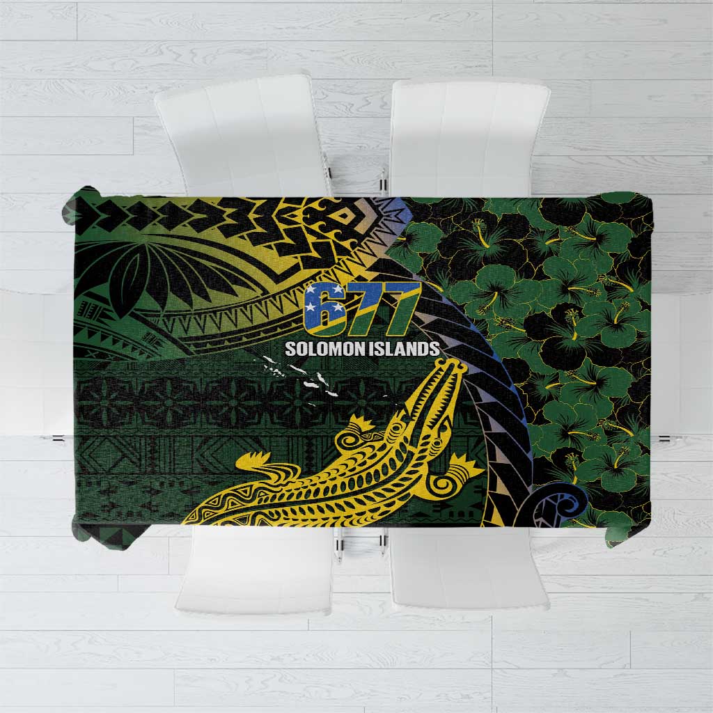 Solomon Islands Tablecloth 677 Proud Crocodile Melanesian Pattern LT14 Black - Polynesian Pride